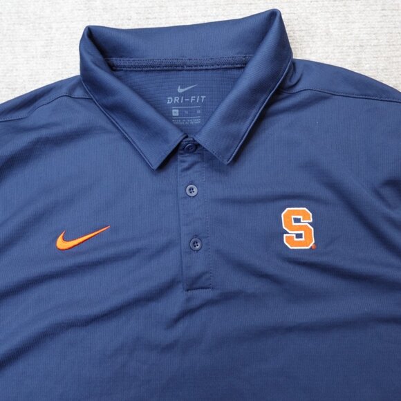 Nike Polo Shirt XL Blue Solid Embroidered Syracuse Dri Fit - Picture 1 of 7